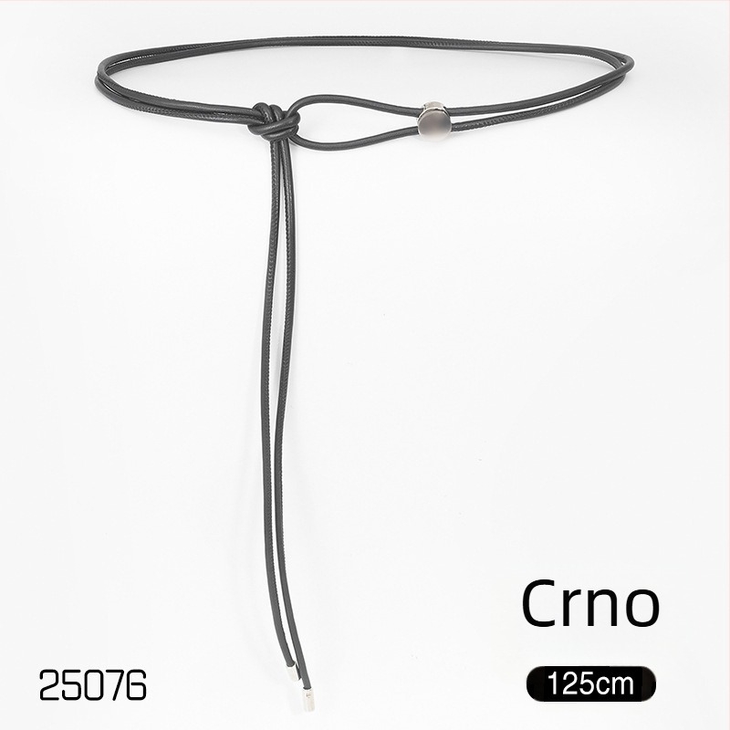 Ženski PU pojas s metalnom kopčom, zatvaranje čvorom, uska širina ispod 2 cm, elektroplatirani završetak