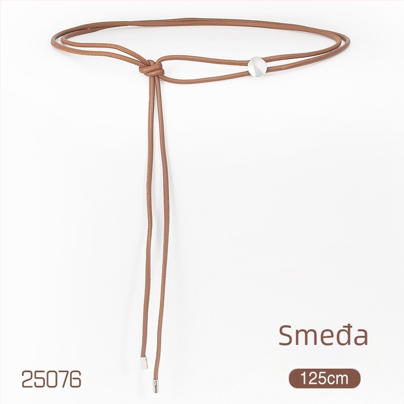 Ženski PU pojas s metalnom kopčom, zatvaranje čvorom, uska širina ispod 2 cm, elektroplatirani završetak