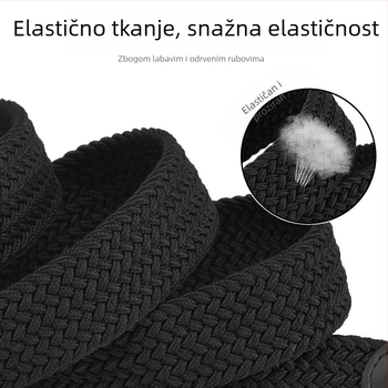 Platneni pojas za muškarce s elastičnim trakom, kopča od legure pravokutnog oblika s pin mehanizmom, ležerni stil, uzorak s slovima