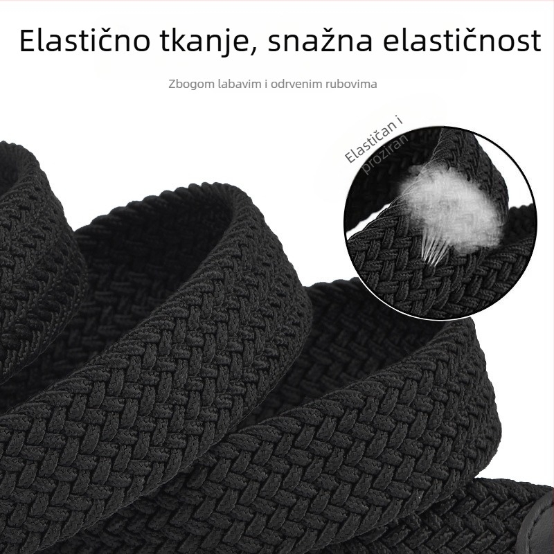 Platneni pojas za muškarce s elastičnim trakom, kopča od legure pravokutnog oblika s pin mehanizmom, ležerni stil, uzorak s slovima