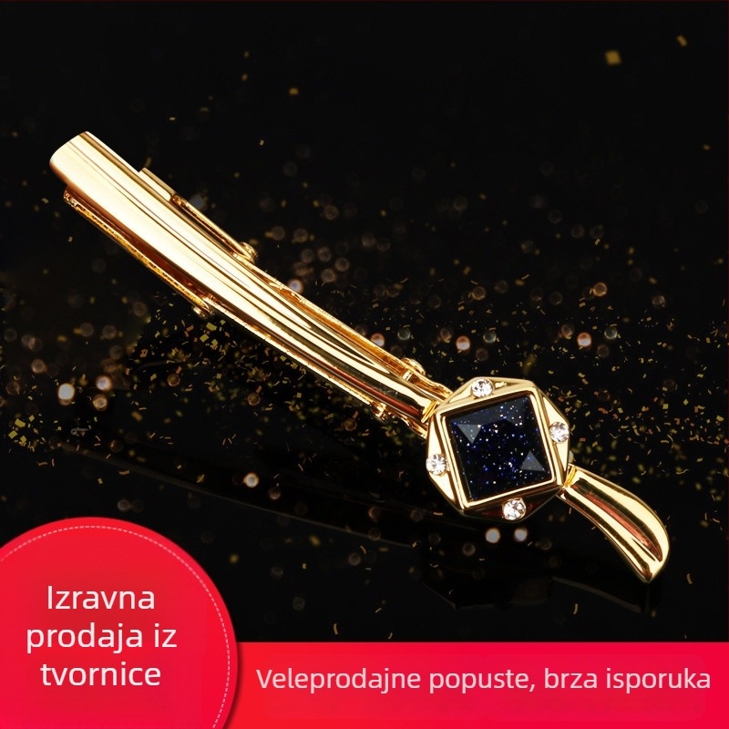 Spona za kravatu od legure, geometrijski uzorak s dijamantnim dizajnom, ravna glava, unisex, pogodna za poslovne bankete i vjenčanja