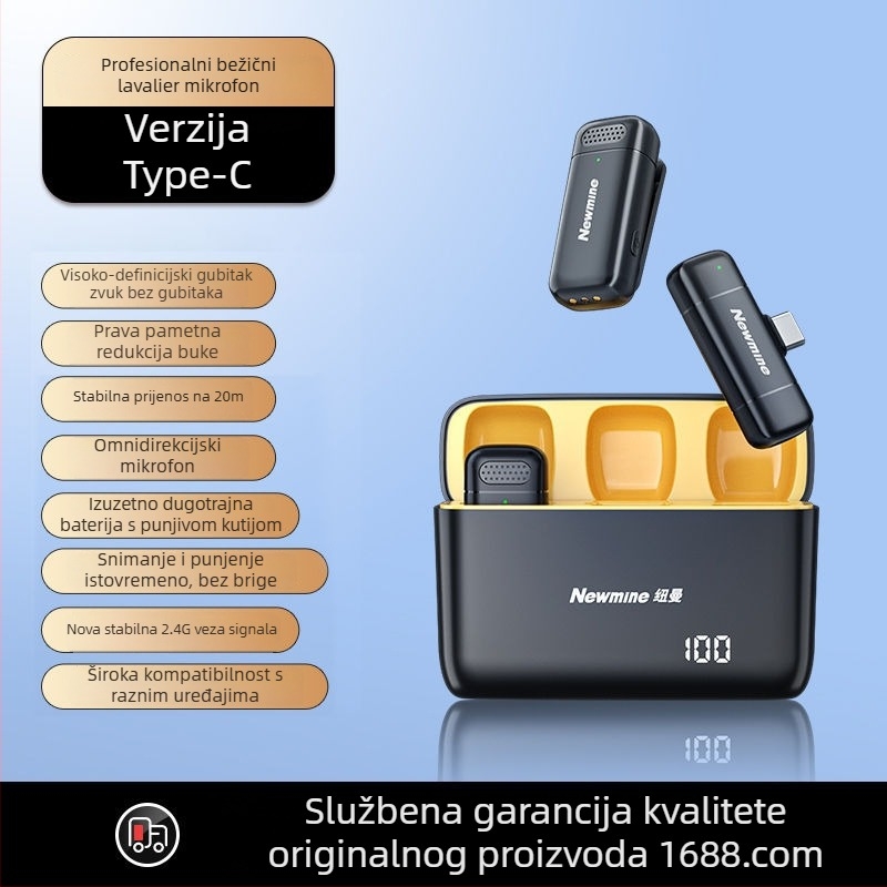 Newman MC200 Lavalier mikrofon s omnidirekcijskim prijemom, ugrađena baterija 300–500 mAh, vijek trajanja baterije 6–8 h, SNR ≥85 dB