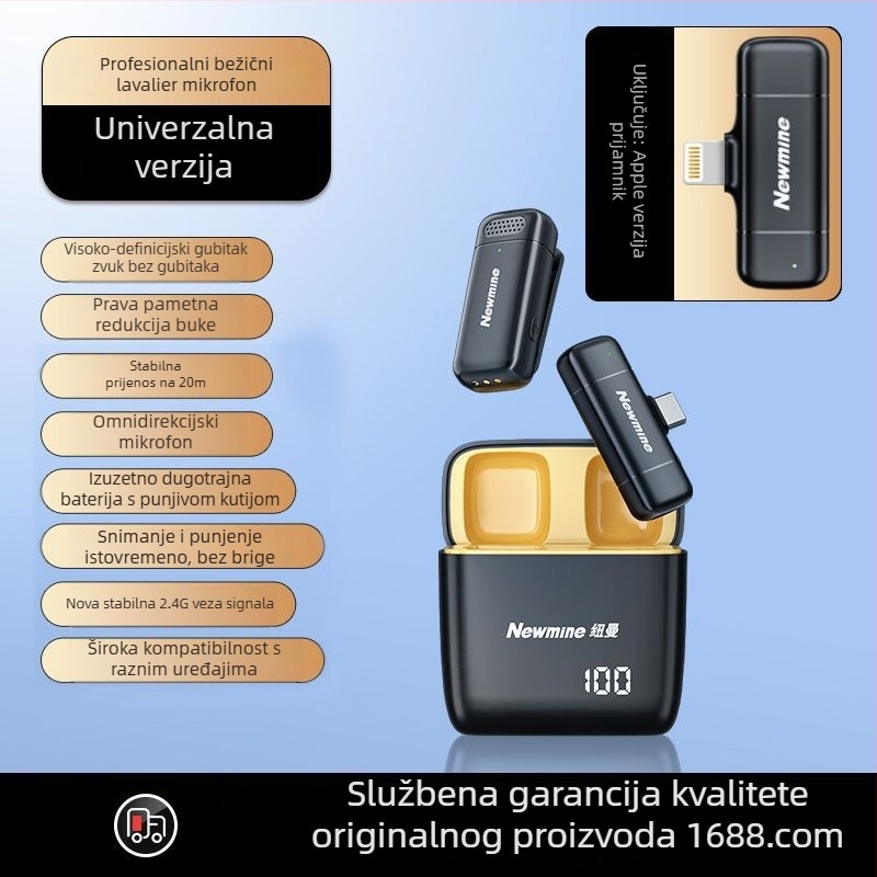Newman MC200 Lavalier mikrofon s omnidirekcijskim prijemom, ugrađena baterija 300–500 mAh, vijek trajanja baterije 6–8 h, SNR ≥85 dB