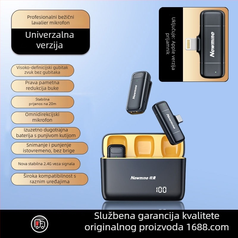 Newman MC200 Lavalier mikrofon s omnidirekcijskim prijemom, ugrađena baterija 300–500 mAh, vijek trajanja baterije 6–8 h, SNR ≥85 dB