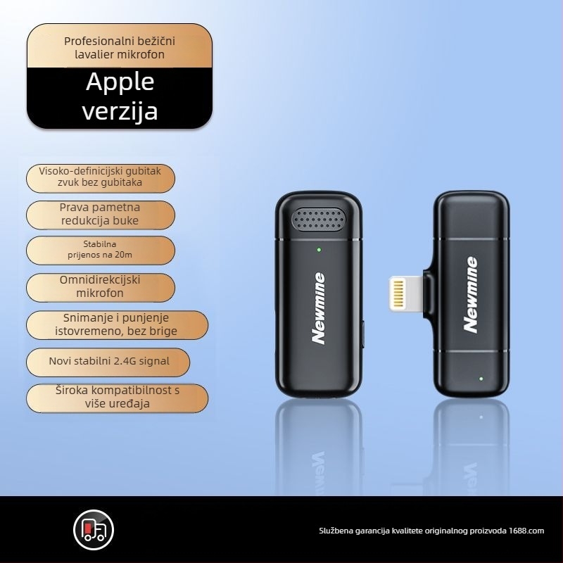 Newman MC200 Lavalier mikrofon s omnidirekcijskim prijemom, ugrađena baterija 300–500 mAh, vijek trajanja baterije 6–8 h, SNR ≥85 dB