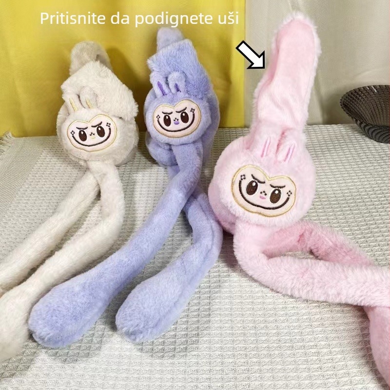Fangwei Jewelry Dječje plišane ušne zaštitne maskice s pokretnim ušima Labubu zeko cartoon, zimna toplina, za vanjsku upotrebu
