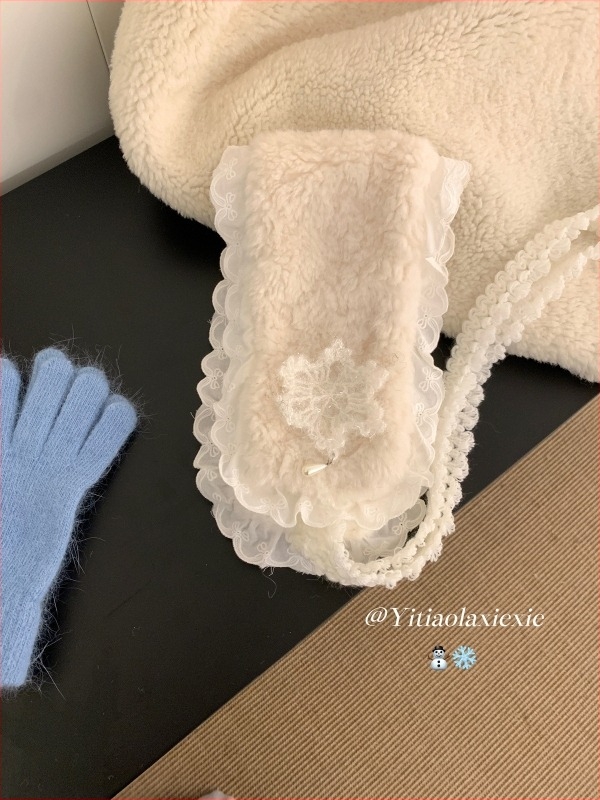 Unisex grijač za uši i šal s vezicama, pamuk, jednobojni, sklopni stil, održava toplinu, zima 2025