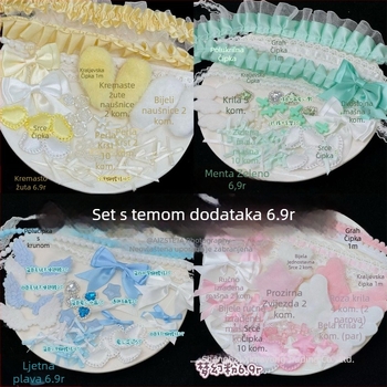 DIY dodaci za nakit - set mašnica s čipkastim rubom za ukras kartice - proljeće 2025, svjež i sladak stil