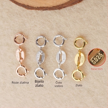 S925 srebrni spirijalni zatvarač s perlnom konektorom, ručna izrada, dodatak za nakit, Jerry