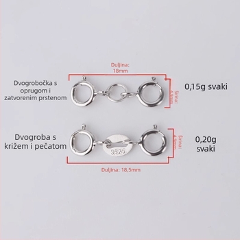 S925 srebrni spirijalni zatvarač s perlnom konektorom, ručna izrada, dodatak za nakit, Jerry