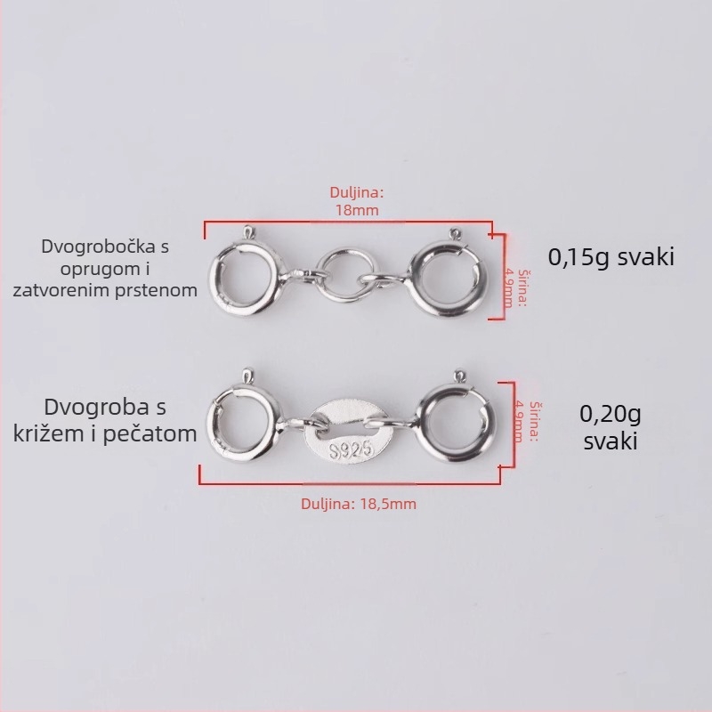 S925 srebrni spirijalni zatvarač s perlnom konektorom, ručna izrada, dodatak za nakit, Jerry