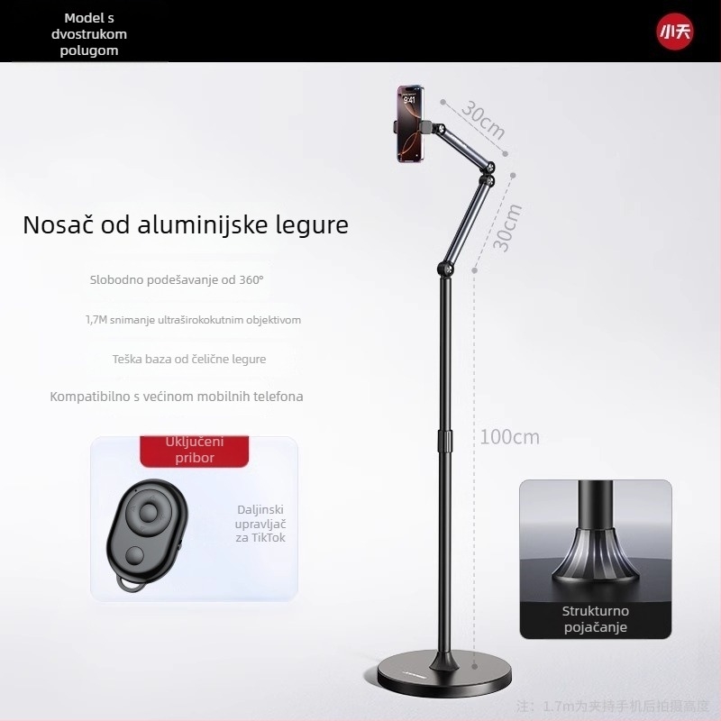 Držač za mobitel za snimanje iznad, fotografiranje hrane, crtanje, snimanje videa i prijenos uživo, magnetsko pričvršćivanje za tablet