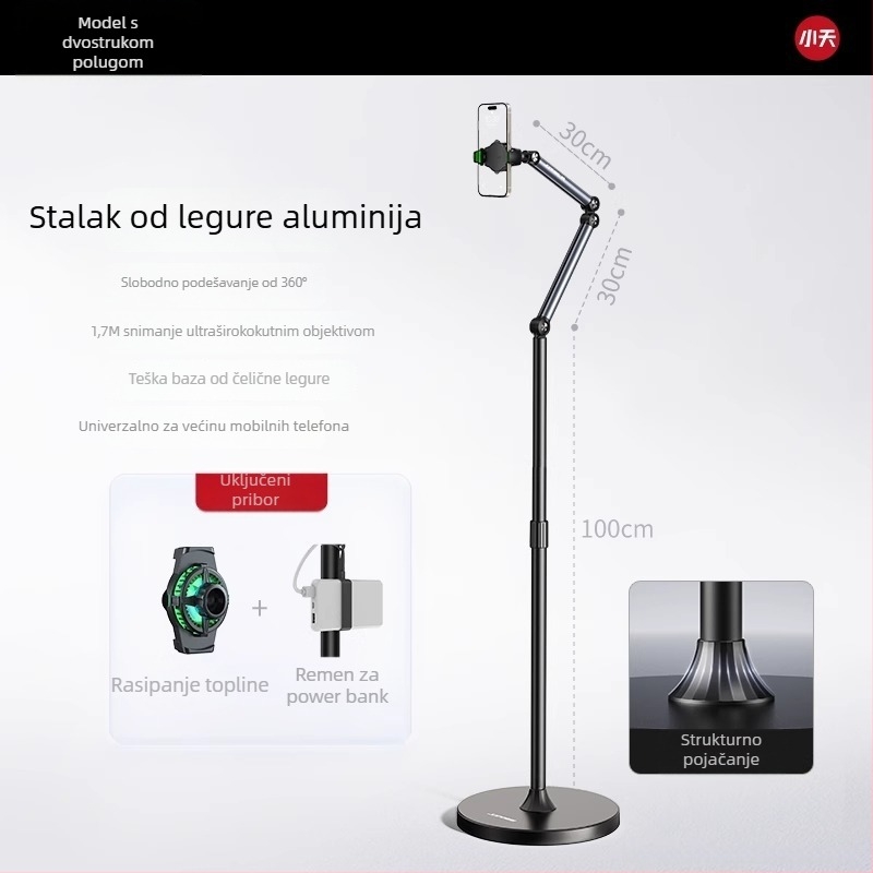 Držač za mobitel za snimanje iznad, fotografiranje hrane, crtanje, snimanje videa i prijenos uživo, magnetsko pričvršćivanje za tablet