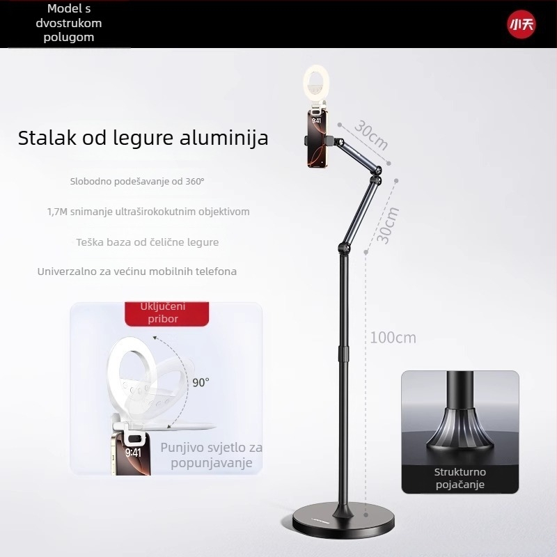 Držač za mobitel za snimanje iznad, fotografiranje hrane, crtanje, snimanje videa i prijenos uživo, magnetsko pričvršćivanje za tablet