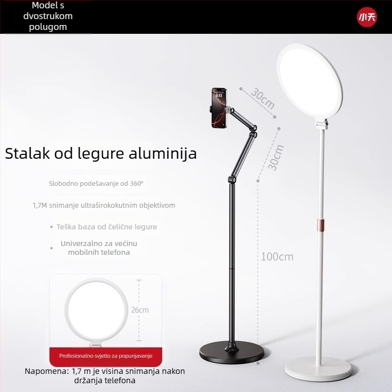 Držač za mobitel za snimanje iznad, fotografiranje hrane, crtanje, snimanje videa i prijenos uživo, magnetsko pričvršćivanje za tablet