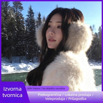 Dulin Ženske plišane ušne zaštitne kapice, monokromne, vunene za zimu 2025