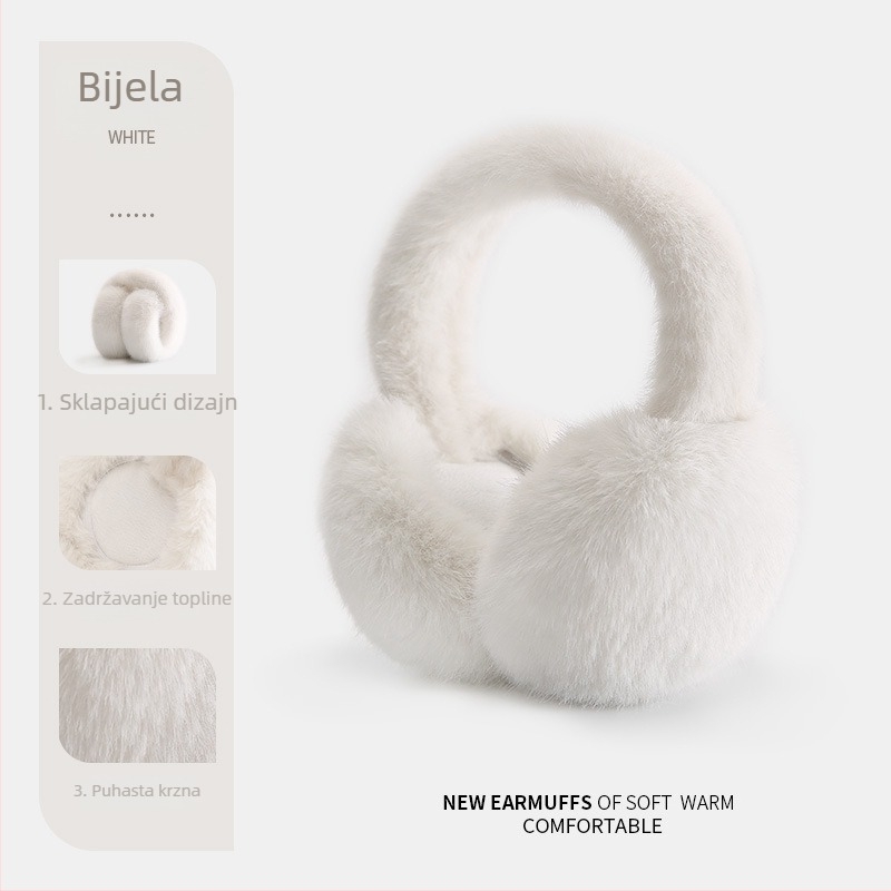 Dulin Ženske plišane ušne zaštitne kapice, monokromne, vunene za zimu 2025