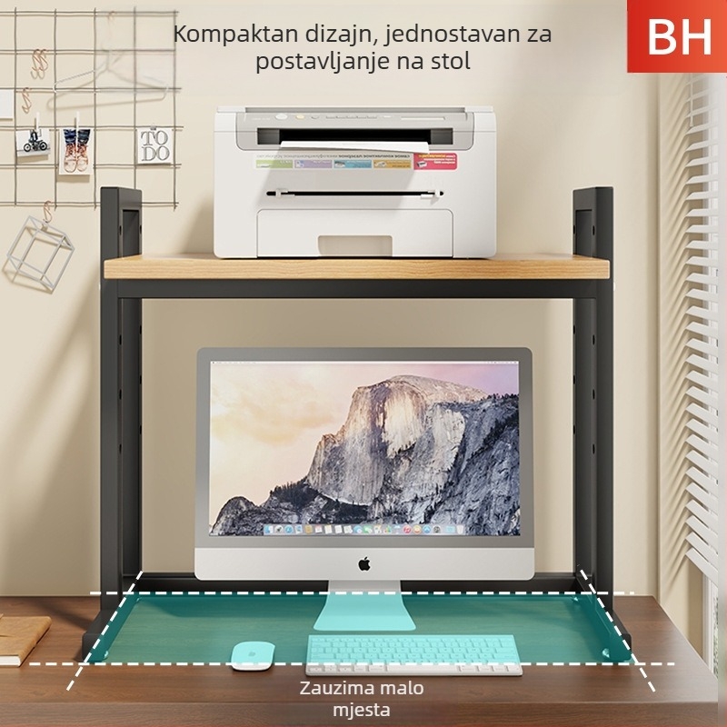 Dvostruki stolni organizator za pisač i računalo, prilagodljiv