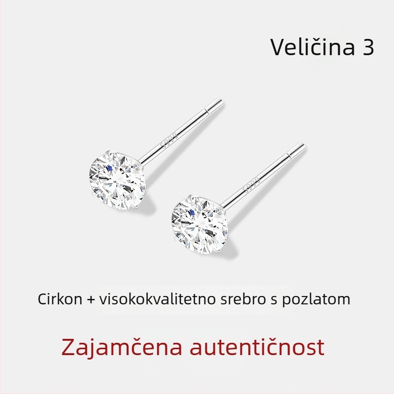 JOLLY S999 Sterling Srebro – dvostruko glavne naušnice s vijčanim zatvaračem za uho, pogodne za spavanje, polirani završetak