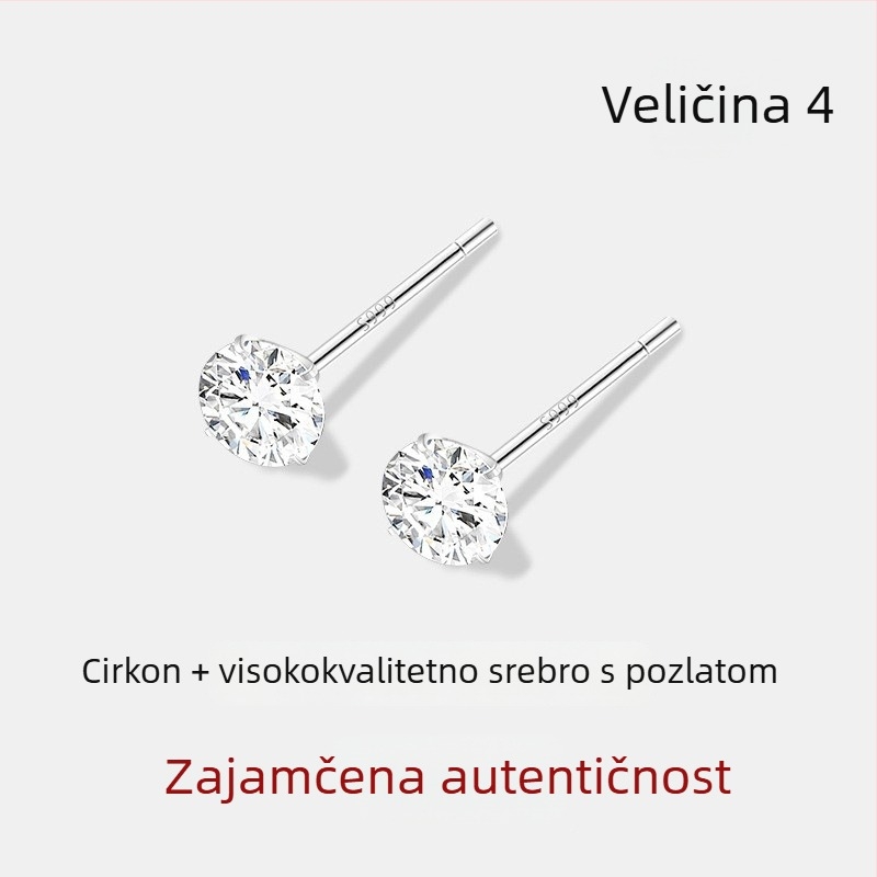 JOLLY S999 Sterling Srebro – dvostruko glavne naušnice s vijčanim zatvaračem za uho, pogodne za spavanje, polirani završetak