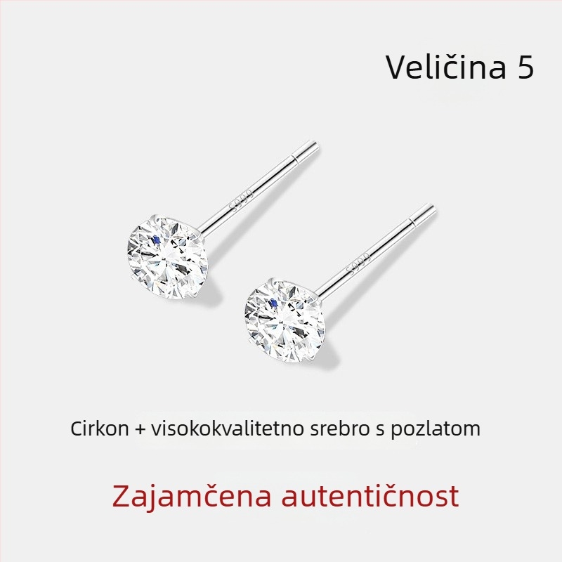 JOLLY S999 Sterling Srebro – dvostruko glavne naušnice s vijčanim zatvaračem za uho, pogodne za spavanje, polirani završetak