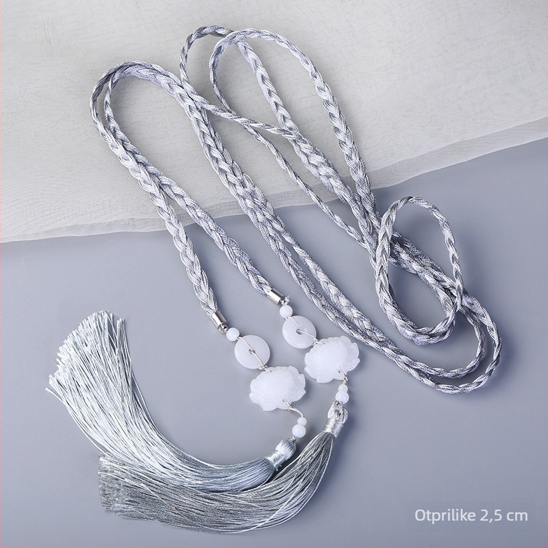 Unisex kaiš s resicama i jade privjeskom, drevni stil, Miyagi varijanta, zimsko izdanje 2023, individualno pakiranje