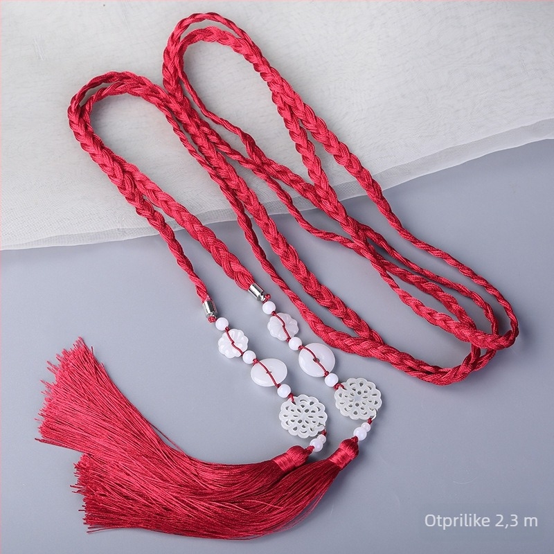 Unisex kaiš s resicama i jade privjeskom, drevni stil, Miyagi varijanta, zimsko izdanje 2023, individualno pakiranje