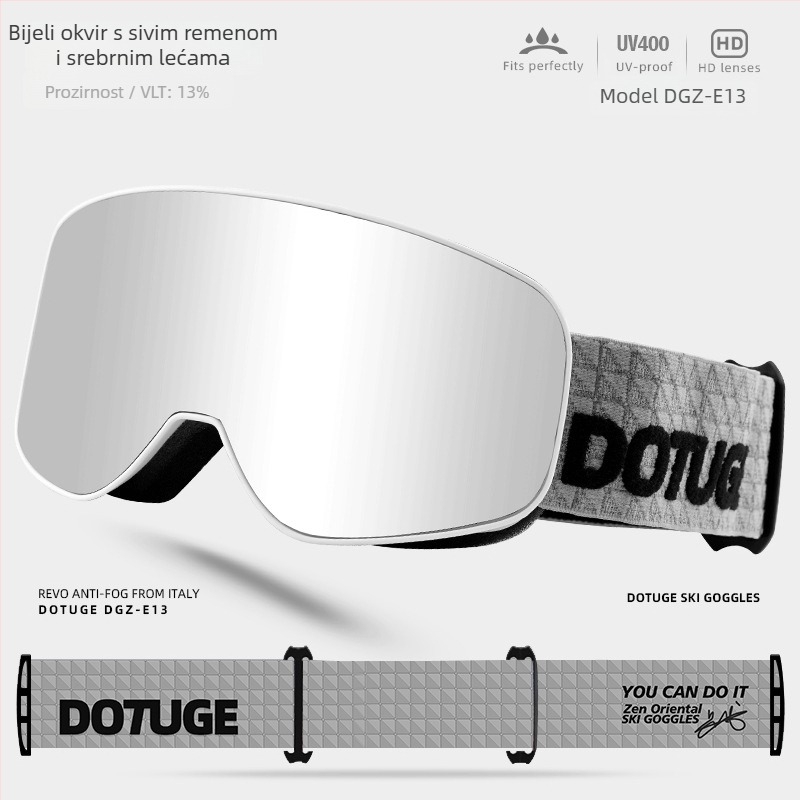 Odrasle cilindrične skijaške naočale, anti-fog, vodootporne i otporne na vjetar, okvir TPU / leće PC, dvostruki sloj