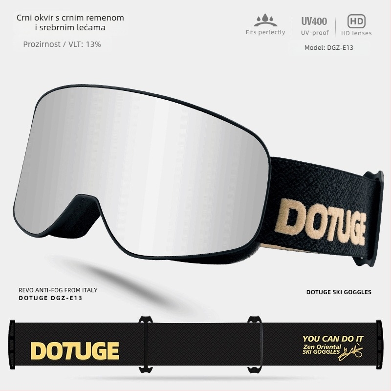 Odrasle cilindrične skijaške naočale, anti-fog, vodootporne i otporne na vjetar, okvir TPU / leće PC, dvostruki sloj