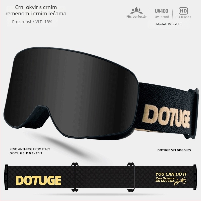 Odrasle cilindrične skijaške naočale, anti-fog, vodootporne i otporne na vjetar, okvir TPU / leće PC, dvostruki sloj