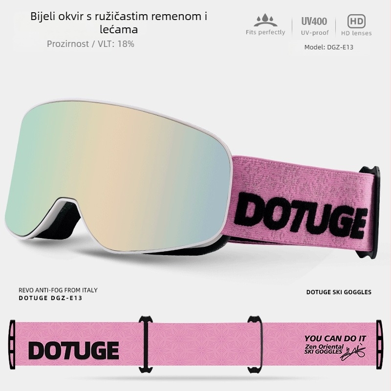 Odrasle cilindrične skijaške naočale, anti-fog, vodootporne i otporne na vjetar, okvir TPU / leće PC, dvostruki sloj