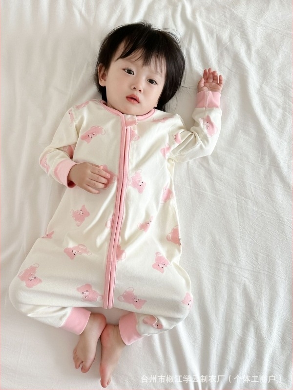 Dječja pidžama u korejskom stilu, jednoplošna noćna odjeća, 95% pamuk, debeli brušeni materijal, uzorci: životinje, crtani likovi, slova, cvijeće, za uzrast 1–3 godine