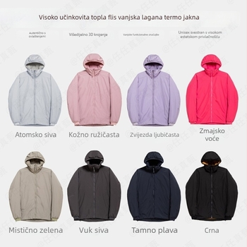 Unisex jakna s kapuljom od pamuka, toplim fleeceom za outdoor aktivnosti, planinarenje i šetnje