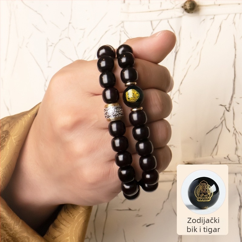 Bodhi narukvica s dvostrukim kružnim oblikom, unisex, zodijske perle za molitvu i meditaciju