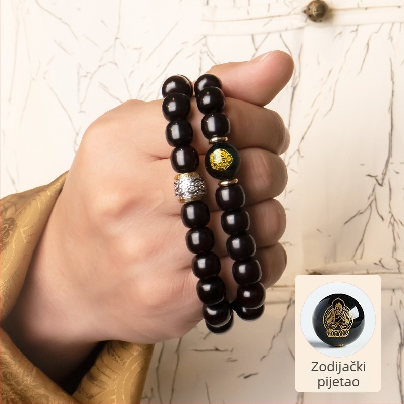 Bodhi narukvica s dvostrukim kružnim oblikom, unisex, zodijske perle za molitvu i meditaciju