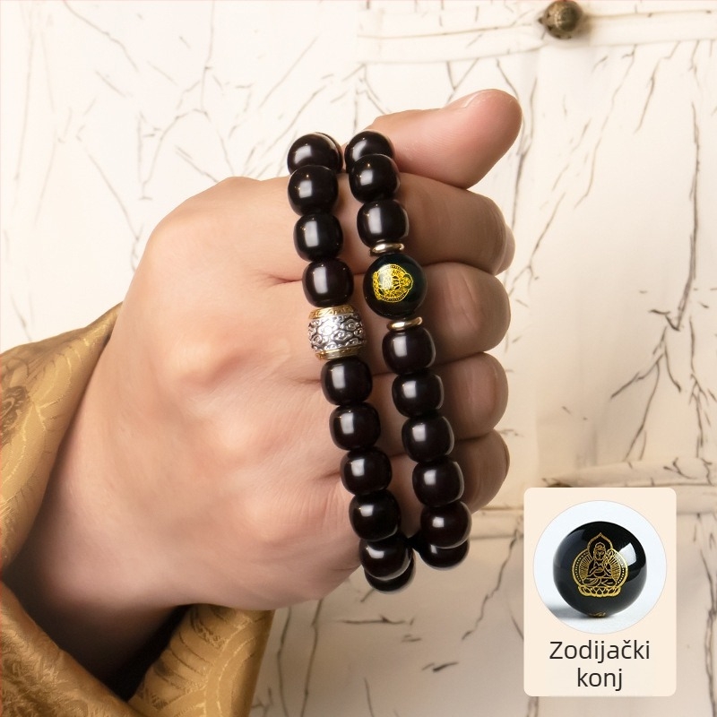 Bodhi narukvica s dvostrukim kružnim oblikom, unisex, zodijske perle za molitvu i meditaciju