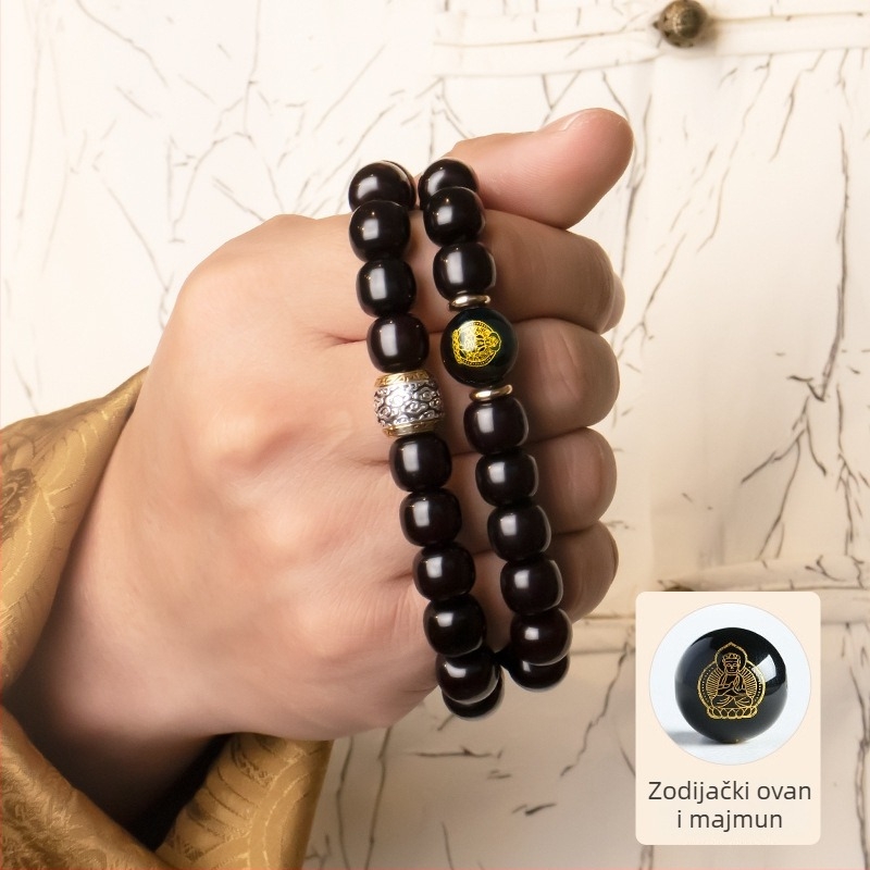 Bodhi narukvica s dvostrukim kružnim oblikom, unisex, zodijske perle za molitvu i meditaciju