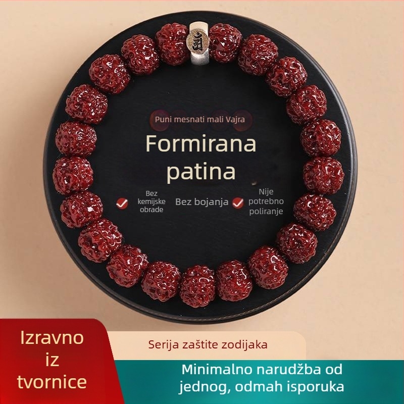 Bodhi Vajra narukvica od bodijevih perli - geometrijska, ručno izrađena, unisex, kineski stil, 21 perla