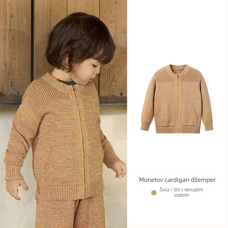 Dječja pletena jakna s kapuljom i zatvaračem, krzno zeca, za novorođenčad 0–1 godina, jesen