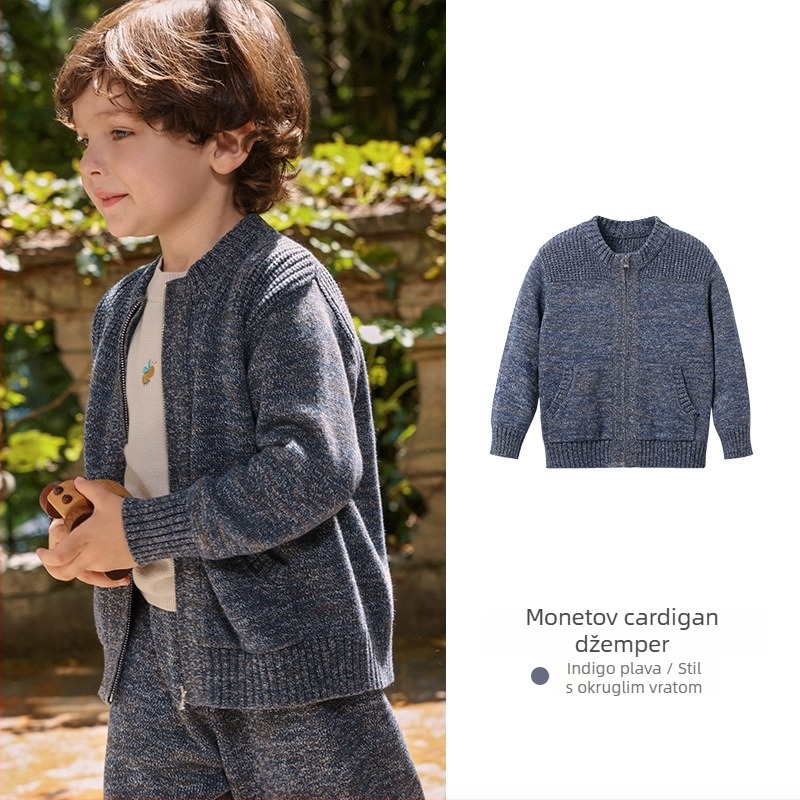 Dječja pletena jakna s kapuljom i zatvaračem, krzno zeca, za novorođenčad 0–1 godina, jesen