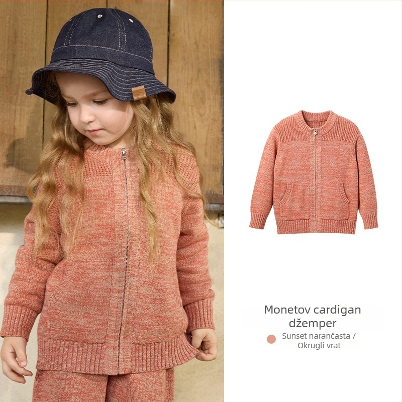 Dječja pletena jakna s kapuljom i zatvaračem, krzno zeca, za novorođenčad 0–1 godina, jesen