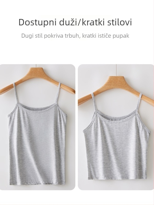 Ženska camisola od modalnog materijala, kratka, uskog kroja, plus veličina, crna, prozračna baza, elegantna za gradski stil dolaska