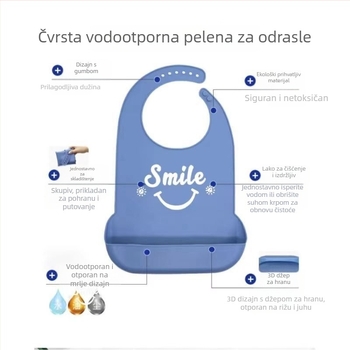 Silikonski vodootporni hranilni bib za djecu s džepom