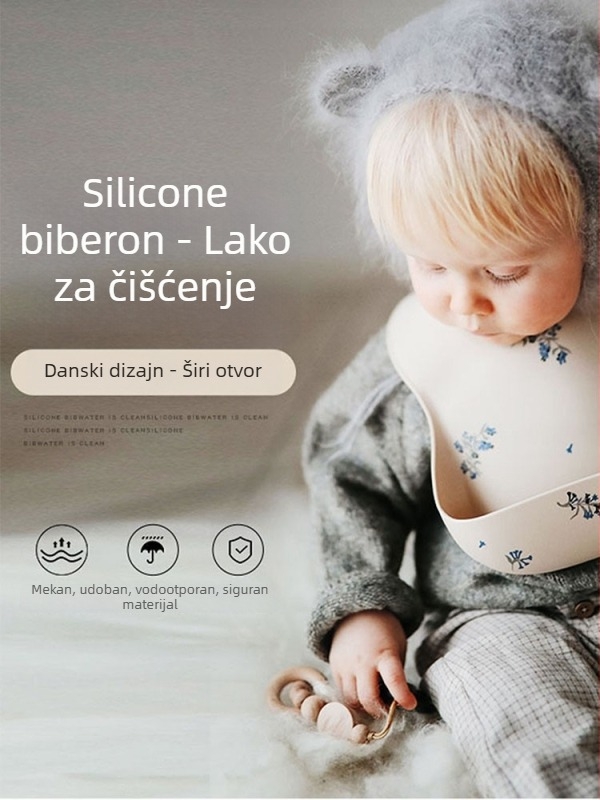 JULYMOLY silikon bebina baveta s cartoon uzorkom, vodonepropusna, za uzrast 0–3 godina