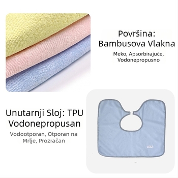Odrasli bib, bambus vlakna, vodootporan i protiv curenja, lako se čisti, unisex