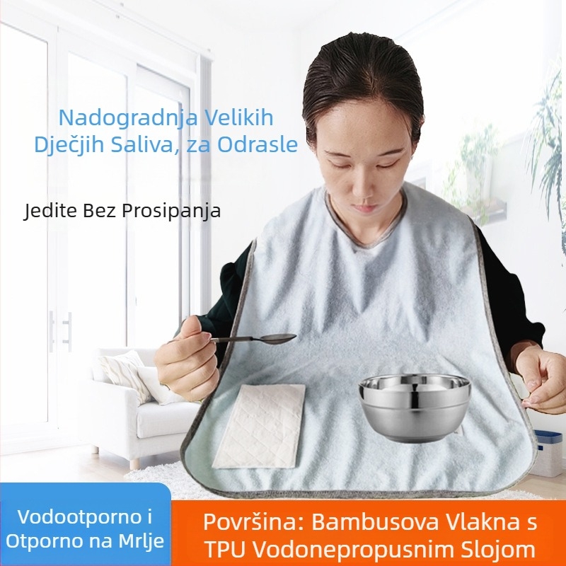 Odrasli bib, bambus vlakna, vodootporan i protiv curenja, lako se čisti, unisex