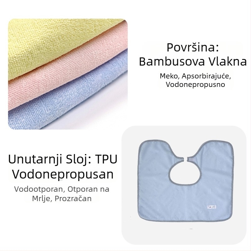 Odrasli bib, bambus vlakna, vodootporan i protiv curenja, lako se čisti, unisex