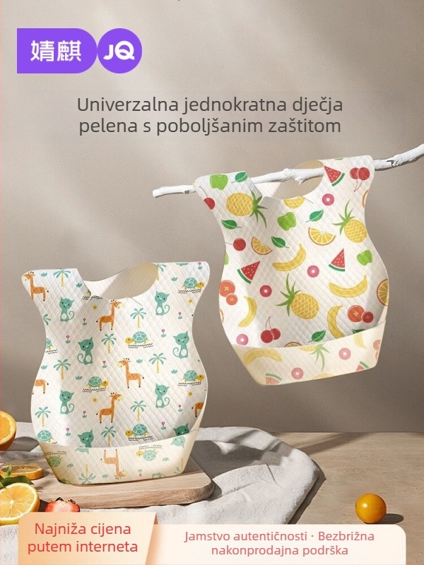 Jednokratna dječja pregačica za jelo, vodootporna, protiv prljavštine, s karikaturnim uzorkom, od netkanog materijala