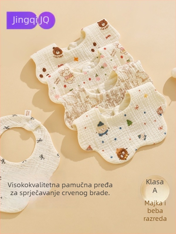 Baveta za bebe od pamuka, unisex, vodootporna gazica, motiv životinja i cvijeća, Sigurnosna kategorija A