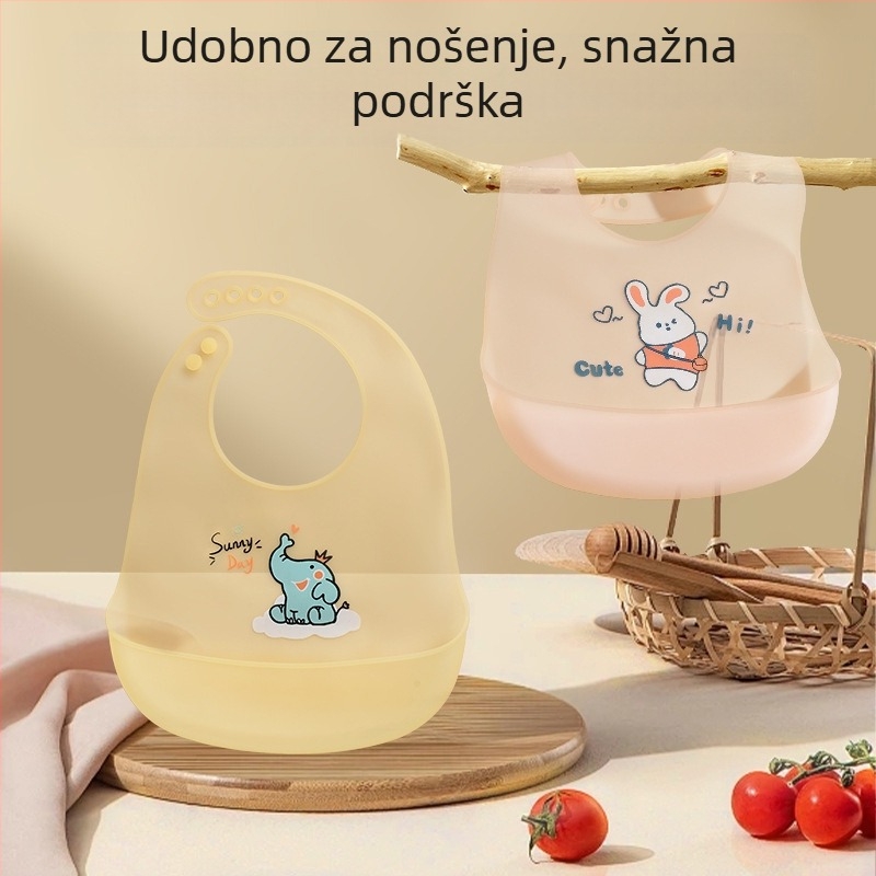 Silikonski bebi biber s karikaturalnim uzorkom, prehrambeni silikon, vodootporan i otporan na mrlje, za dob 0-1 i 3-8 godina (Prehrambeni silikon; Vodootporan; Otporan na mrlje; Karikatura uzorak)